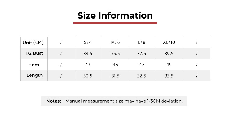MBX715 — tabela rozmiarów