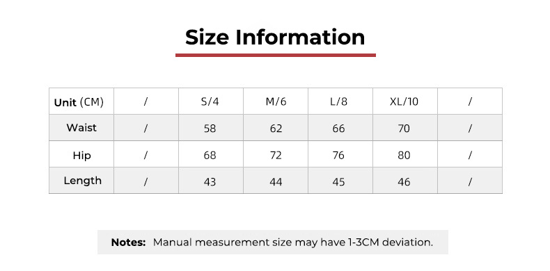 MKZ606 - Tabela de tamanhos