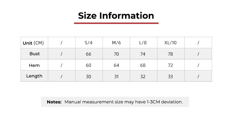 MWX607 - Tabela de tamanhos