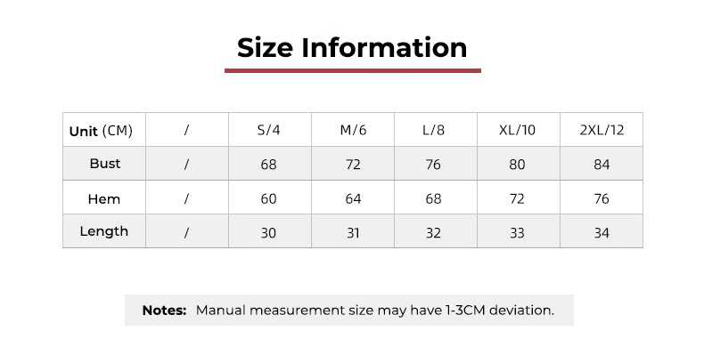 MWX017 - Size Chart