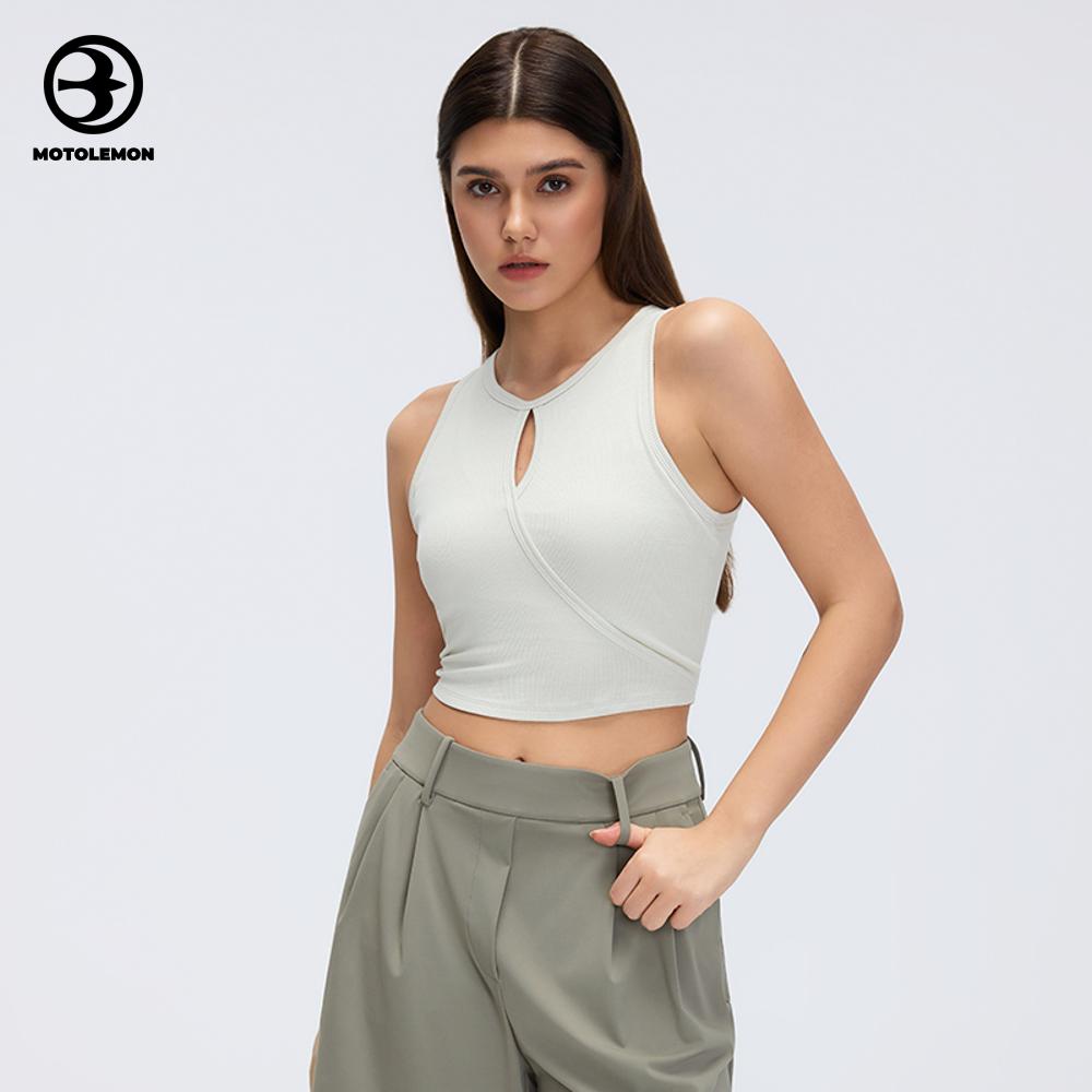 Ribbed Keyhole Cutout Cropped Sleeveless Tank Top MBX26046D