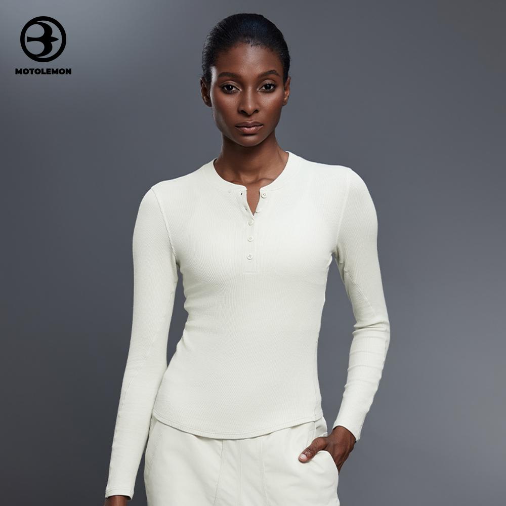 Waffle Henley Long Sleeve Top Fitted MCX25146D