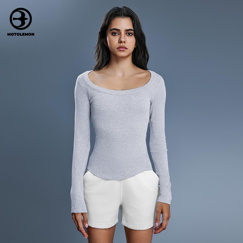 Ribbed Knit Minimalist U-Neck Long Sleeve Top MCX25181D