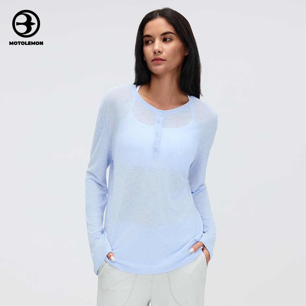 Sheer Henley Long Sleeve Top MCX26101D