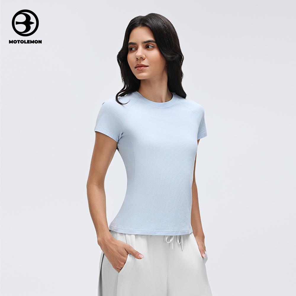 Smooth Matte Curved Hem Crew Neck T-Shirt MDX25037D