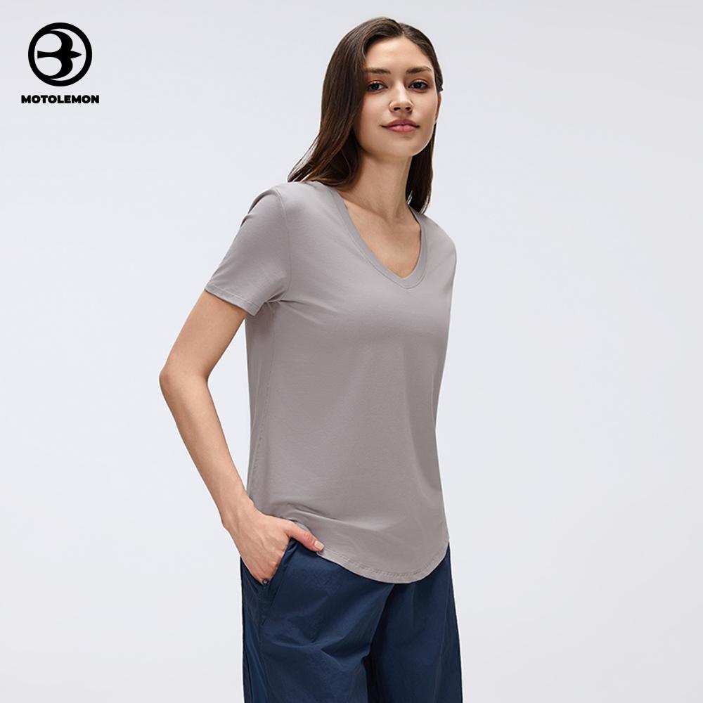 Lustrous V-neck Short Sleeve Top MDX26087D