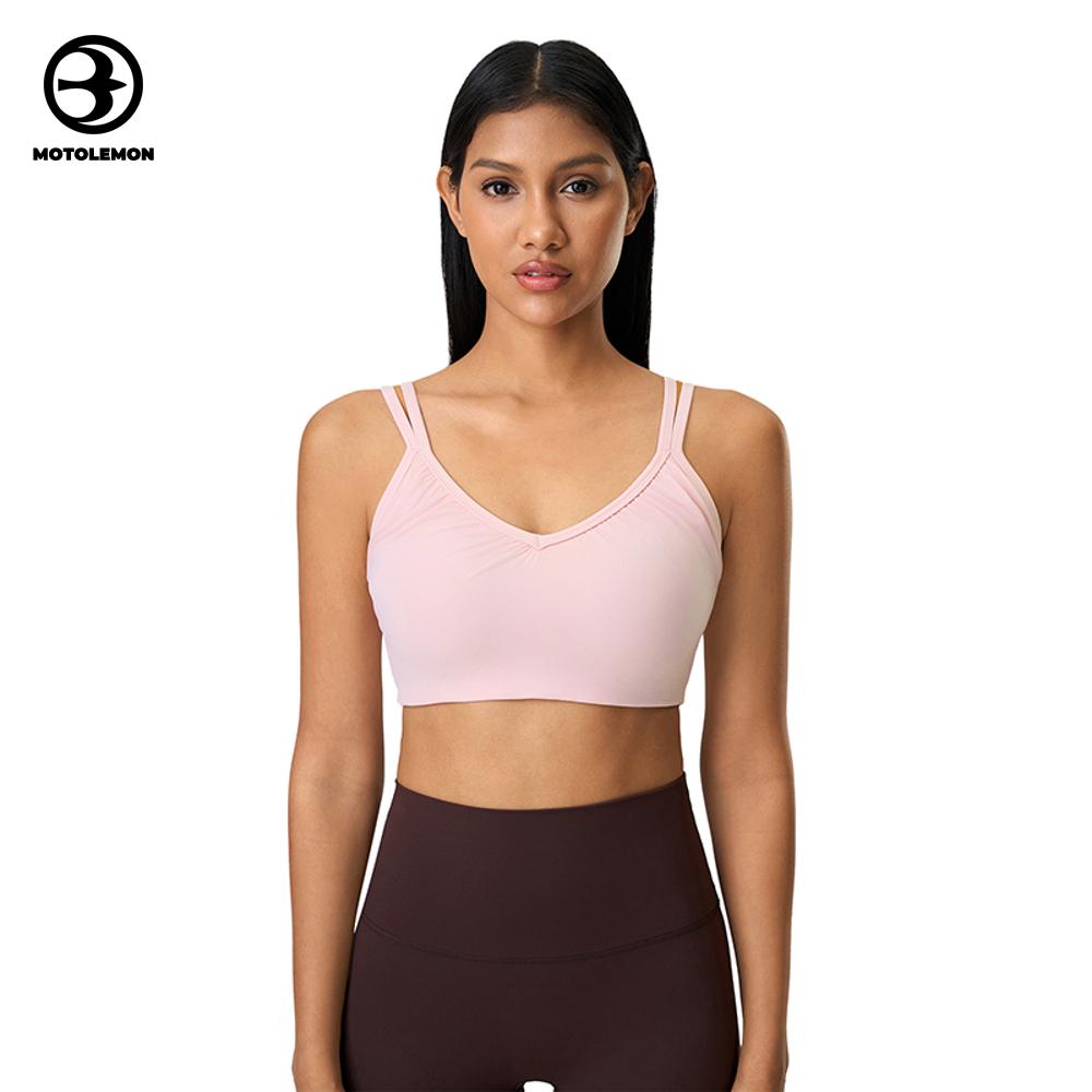 Seamless Double Strap V-neck Sports Bra MWX25053D