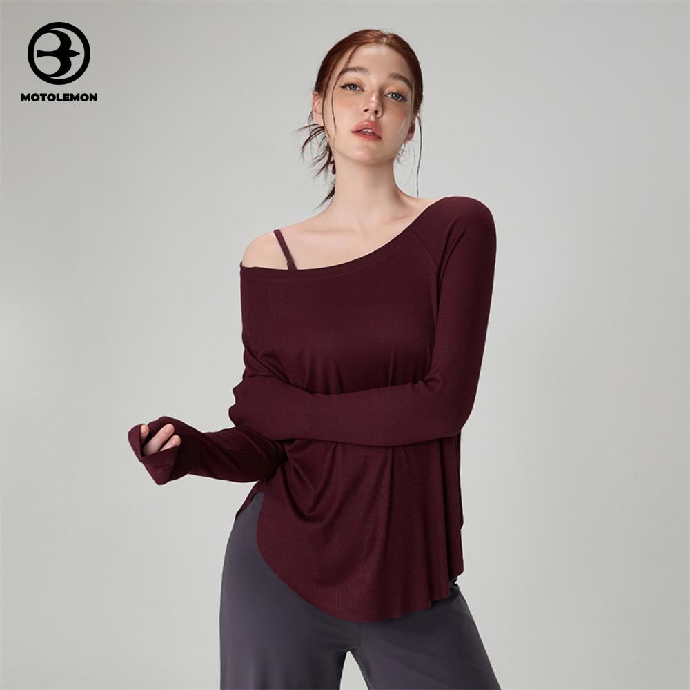 Asymmetrical Off-Shoulder Long Sleeve Top Thumb Opening MCX42006I