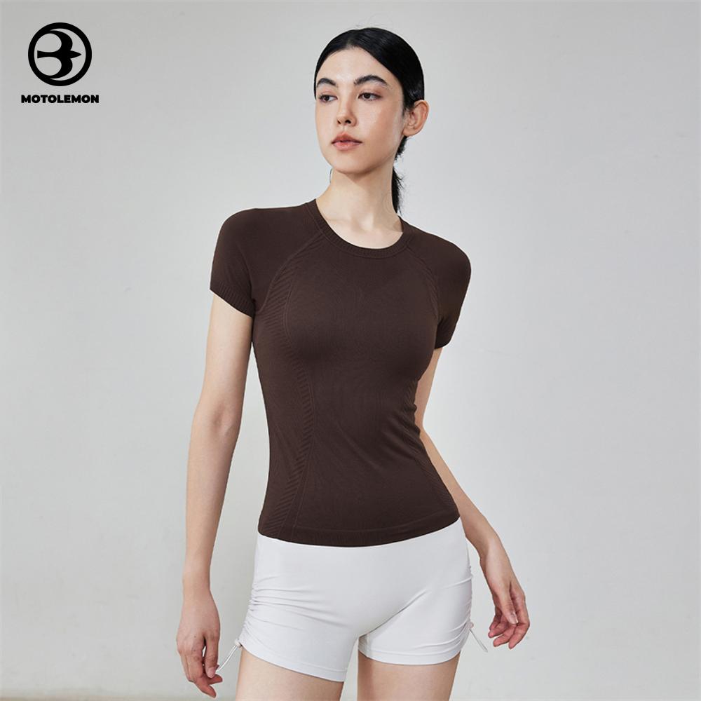 Seamless Knit Short Sleeve Athletic Top Form-Fitting MDX53001I