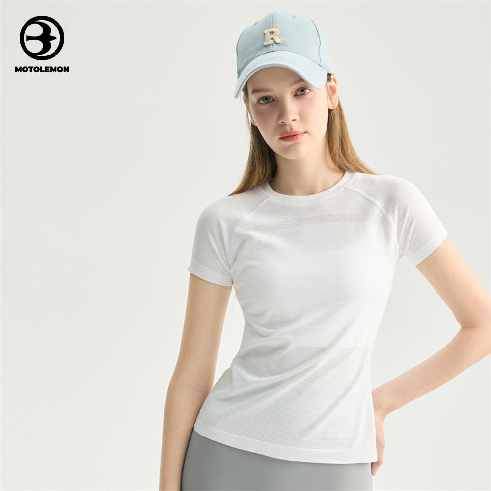 Fine Striped Short-Sleeve Athletic T-Shirt Slim Fit MDX62001I