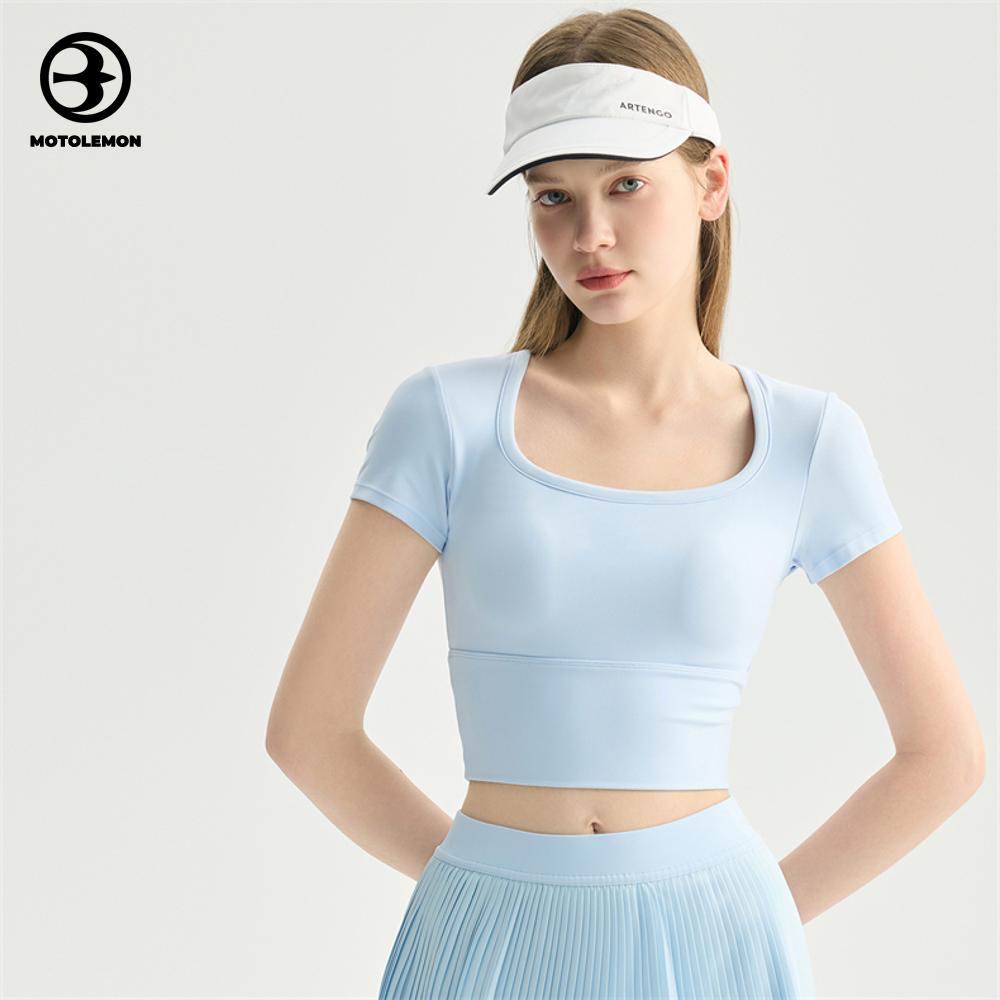 Square Neck Smooth Stretch Cropped Top MDX62013I